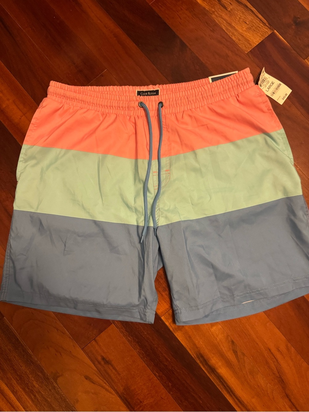 Club Room Men’s Colorblock Swim Trunks - Coral, Seafoam, Light Blue